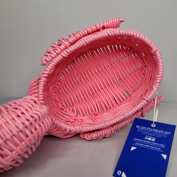 NWT Pink Flamingo With Crown Hello Summer! by Ciroa  Serving Basket Resin Wicker - Picture 10 of 15